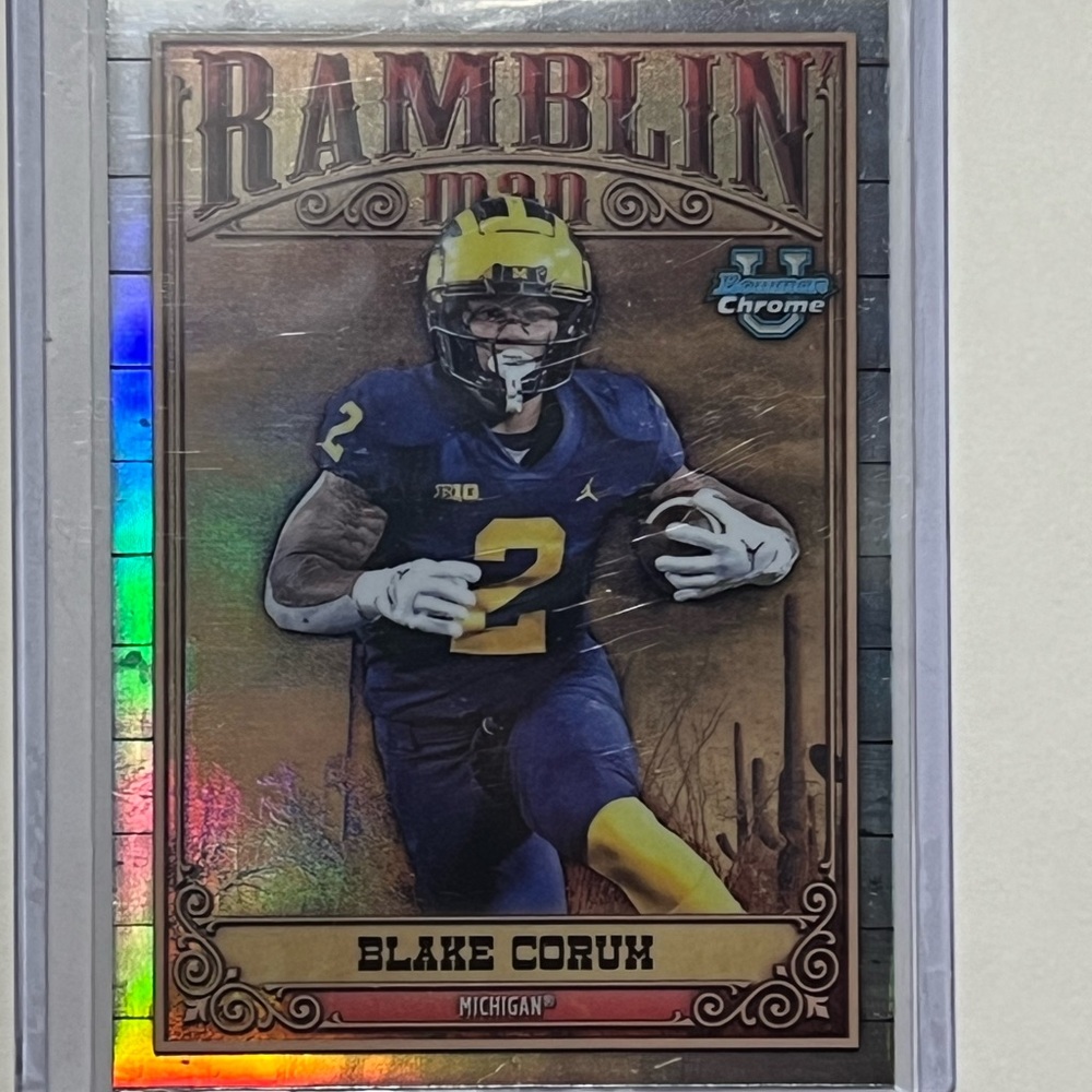 Blake Corum RB Bowman Chome Ramblin Man Refractor Football Card Rams Wolverines